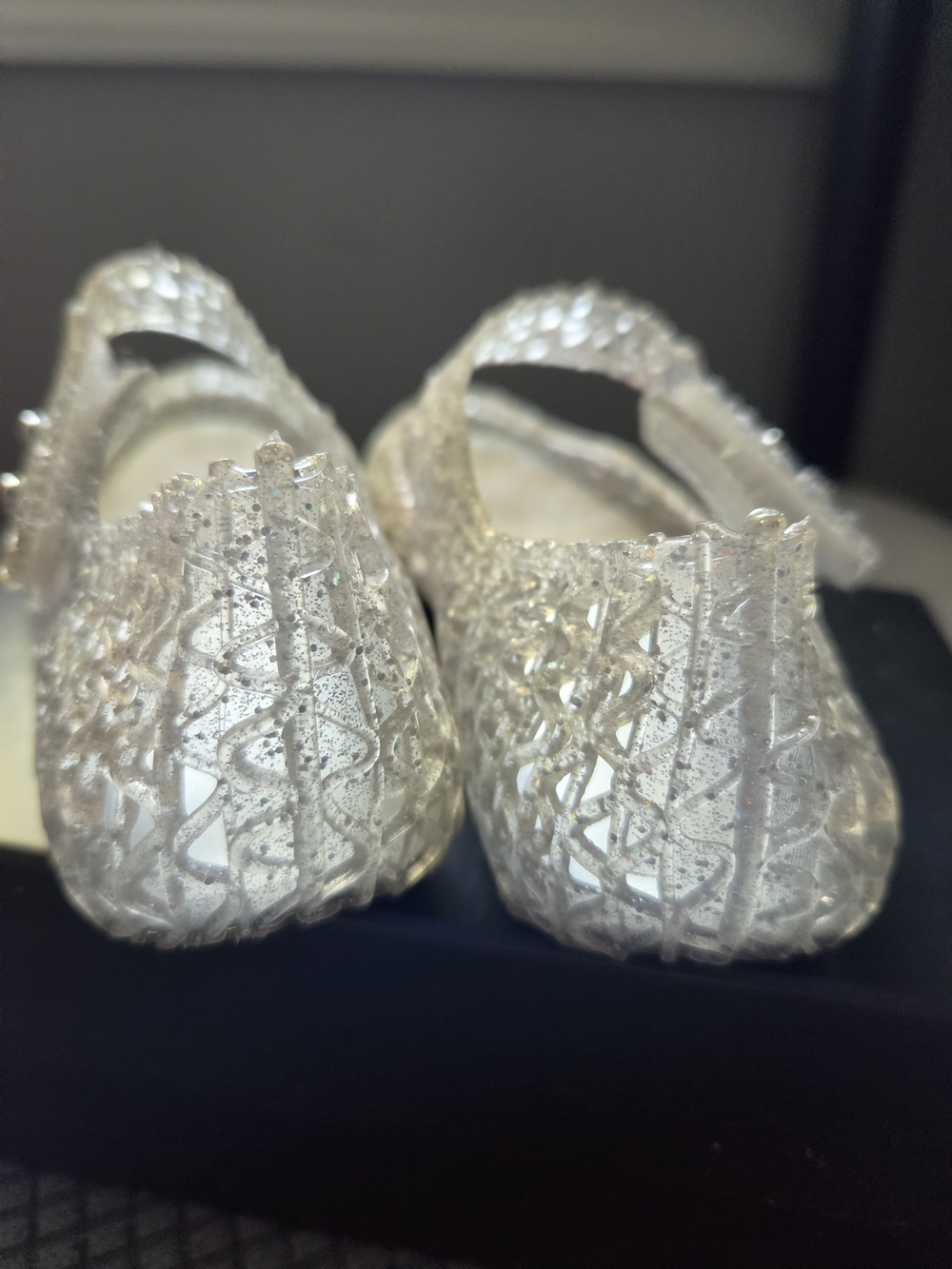 Mini Melissa Campana Mary Jane Shoes Clear Glitter Size 28/29 EUR 11 US - Picture 3 of 7